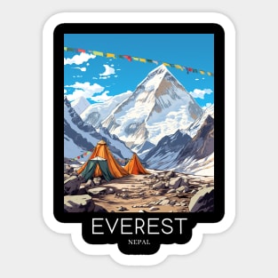 A Pop Art Travel Print of Mount Everest - Nepal Sticker